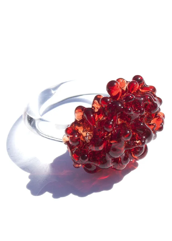 Light clay rings-Glass Cluster Ring - Pomegranate