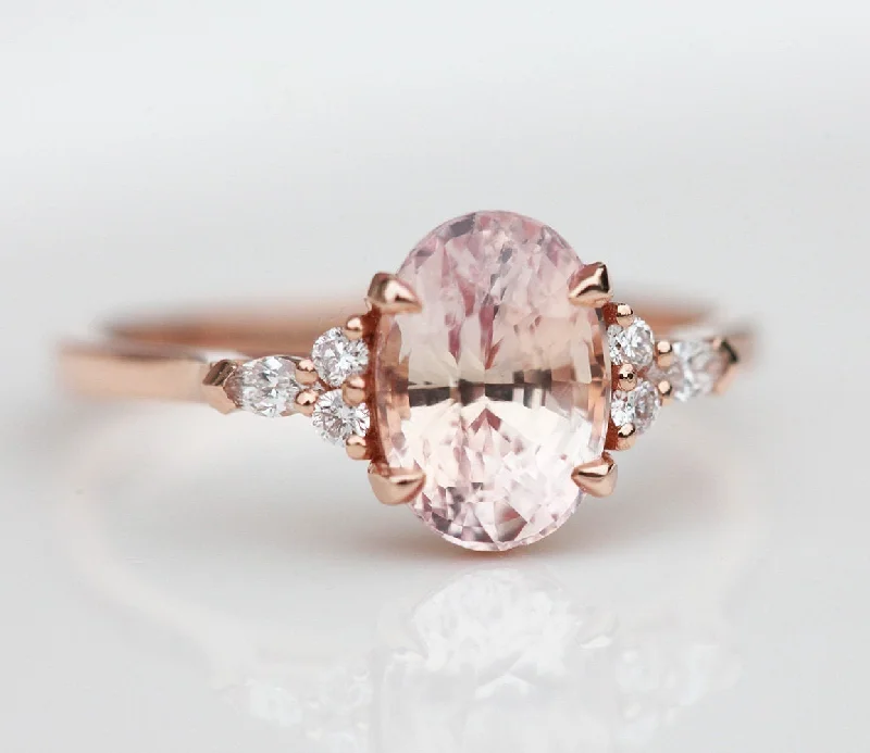 Vintage flair engagement rings-Alessandra Peach Sapphire Diamond Ring