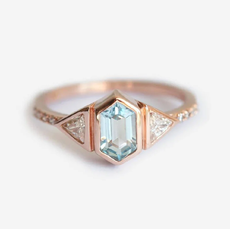 Rough band engagement rings-Megan Aquamarine Diamond Ring