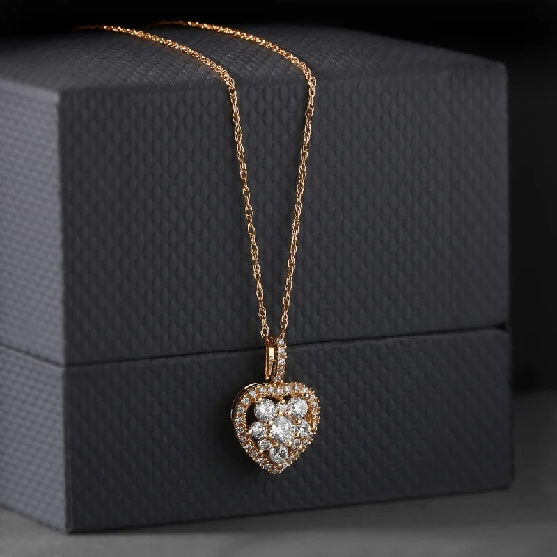 Simple cross necklaces-De Couer 10k Rose Gold 2/5ct TDW Heart Shape Diamond Necklace - Pink