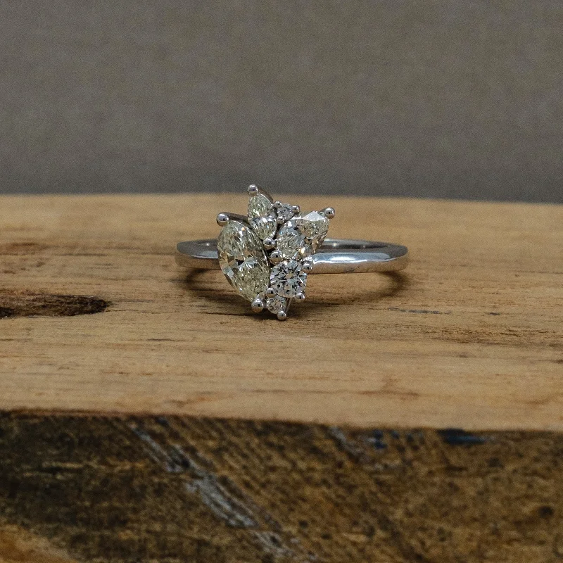 Faith charm engagement rings-Statement Cluster Diamond Ring