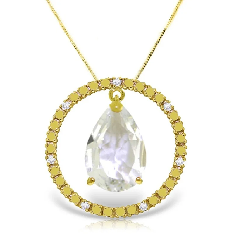 Rope braid necklaces-6.6 Carat 14K Gold Diamond White Topaz Circle of Love Necklace