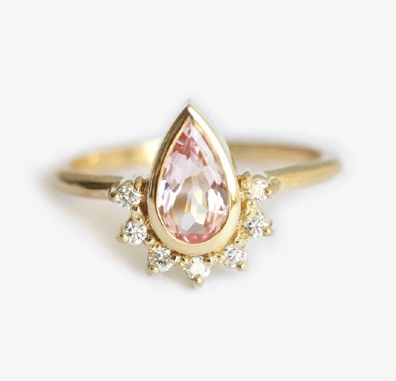 Vintage rose engagement rings-Jannat Pear Sapphire Diamond Ring