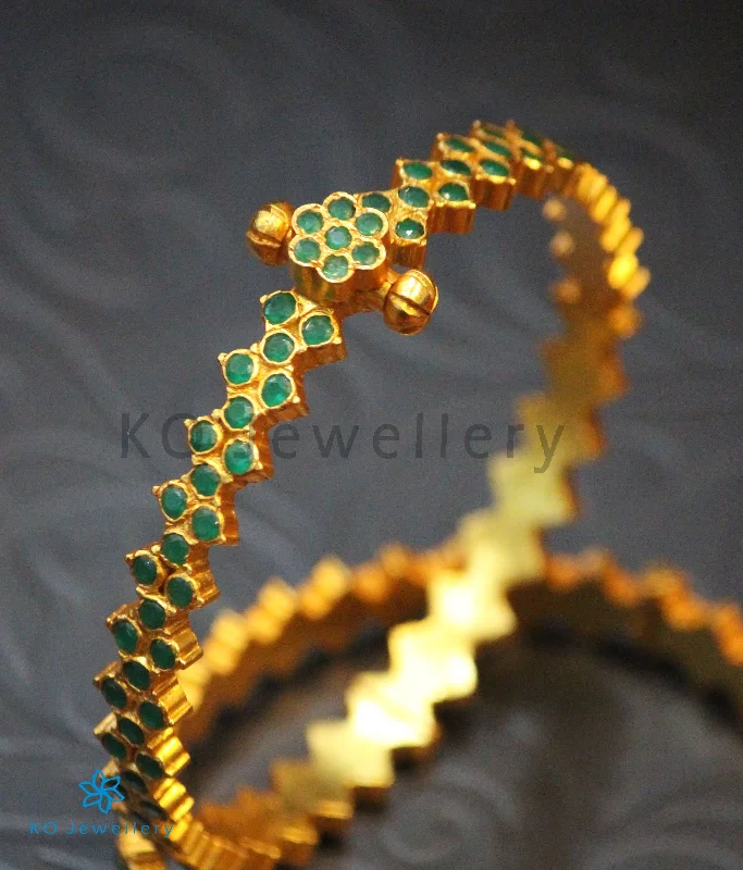 Subtle filigree bangles-The Vajra Silver Bracelet (Green/Size/2.2/2.4/2.6/2.8)