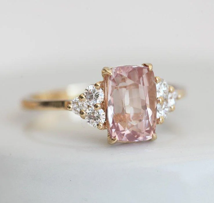 Satin silver engagement rings-Rita Peach Sapphire Diamond Ring