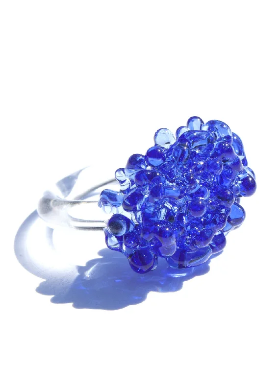 Coiled cord rings-Glass Cluster Ring - Cobalt