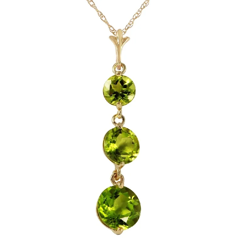 Raised disc necklaces-3.6 Carat 14K Gold Necklace Natural Peridot