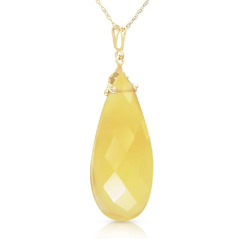 Luxe diamond necklaces-14K Solid Gold Necklace with Briolette 31x16 mm Yellow Onyx