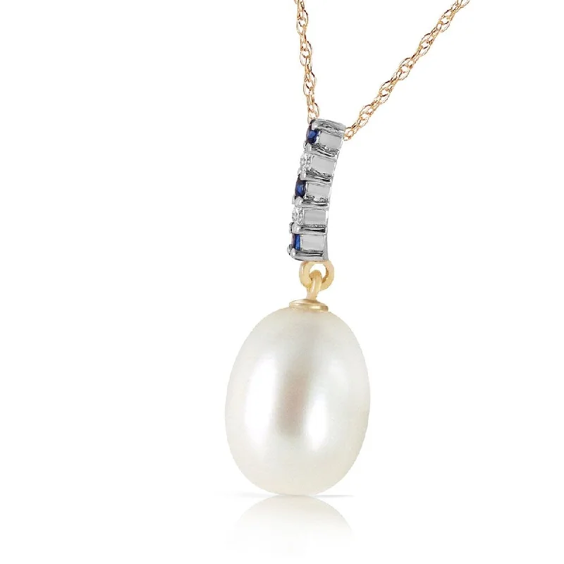 Crystal-twisted necklaces-4.15 CTW 14K Solid Gold Necklace Diamond, Sapphire Briolette pearl