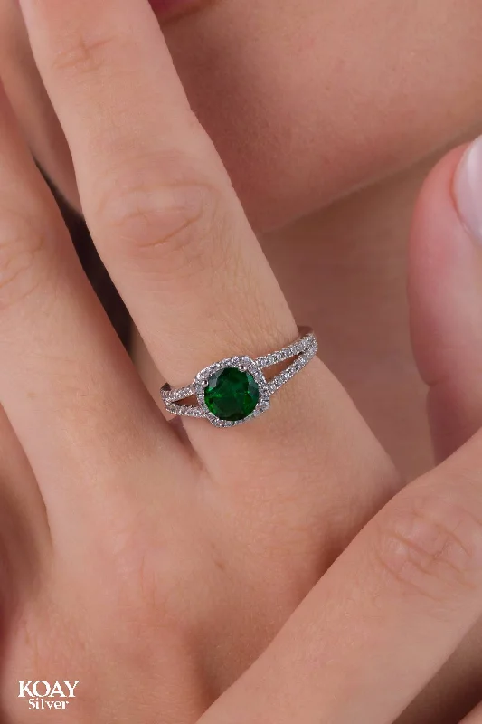 Full moon rings-Zircon Ring (043-Green-02)