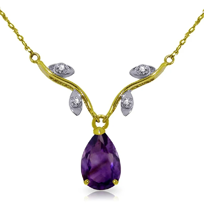 Lustrous gold necklaces-1.52 Carat 14K Gold Crave and Have Amethyst Diamond Necklace