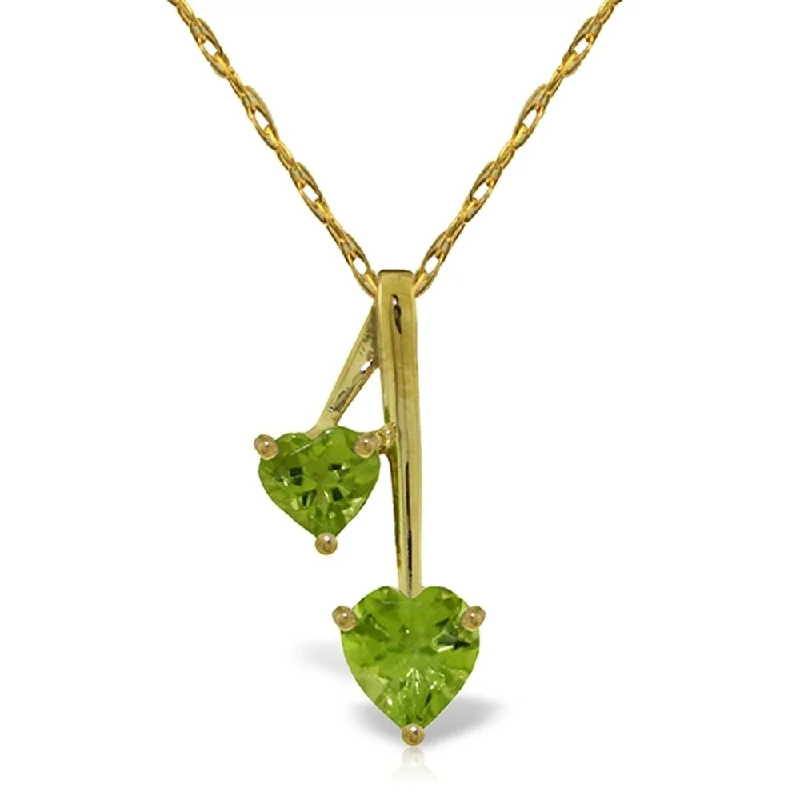 Amethyst drop necklaces-1.4 Carat 14K Gold Hearts Necklace Natural Peridot