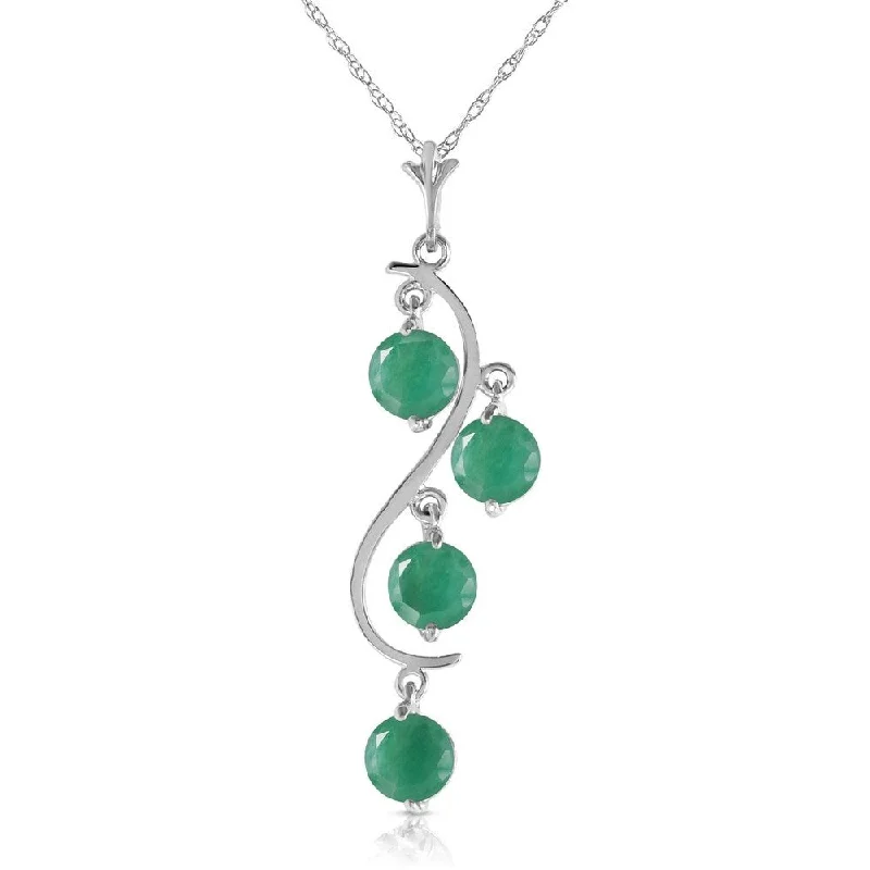 Multi-layer necklaces-2 Carat 14K White Gold Residue of Design Emerald Necklace