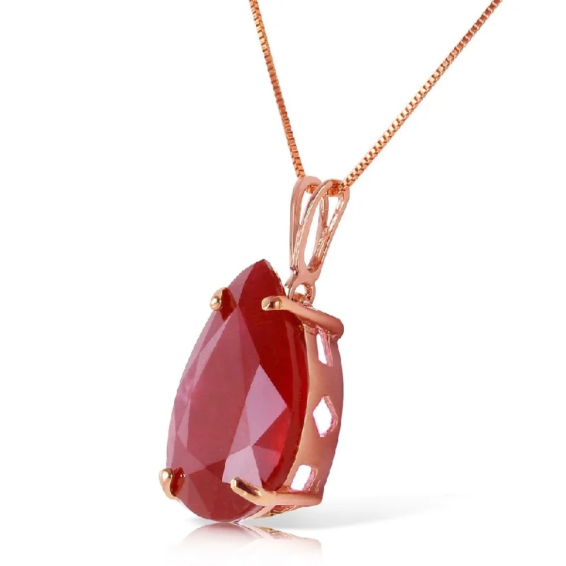 Rope braid necklaces-5 Carat 14K Solid Rose Gold Teardrop Ruby Necklace