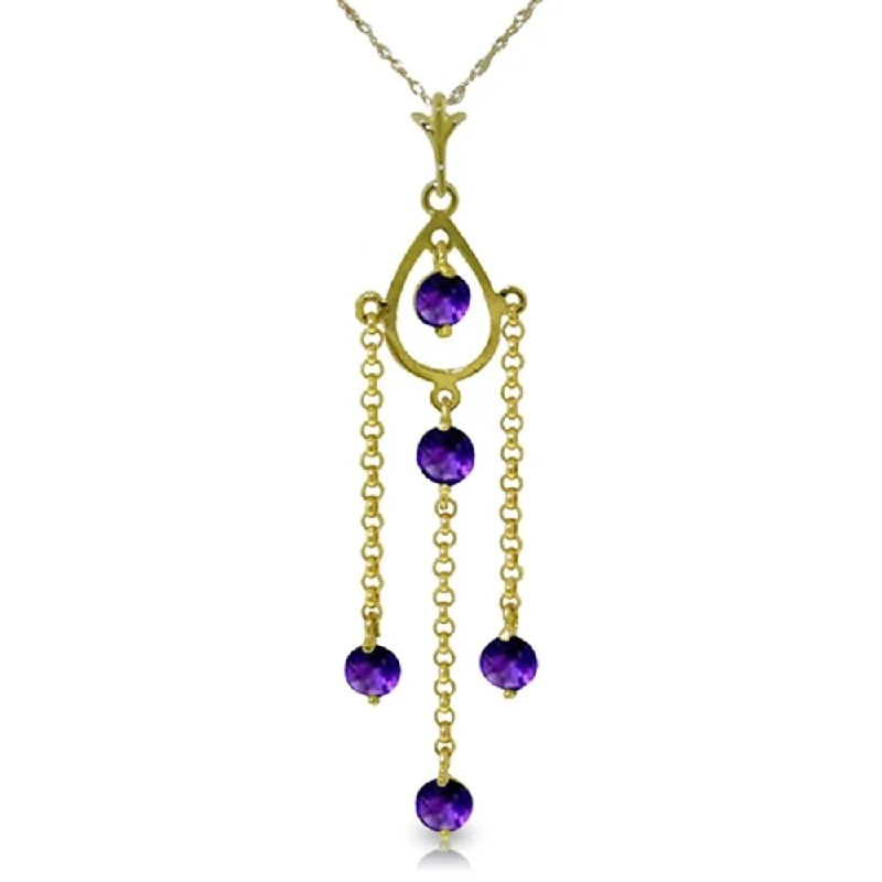 Quartz healing necklaces-1.5 CTW 14K Solid Gold Simply Sweet Amethyst Necklace