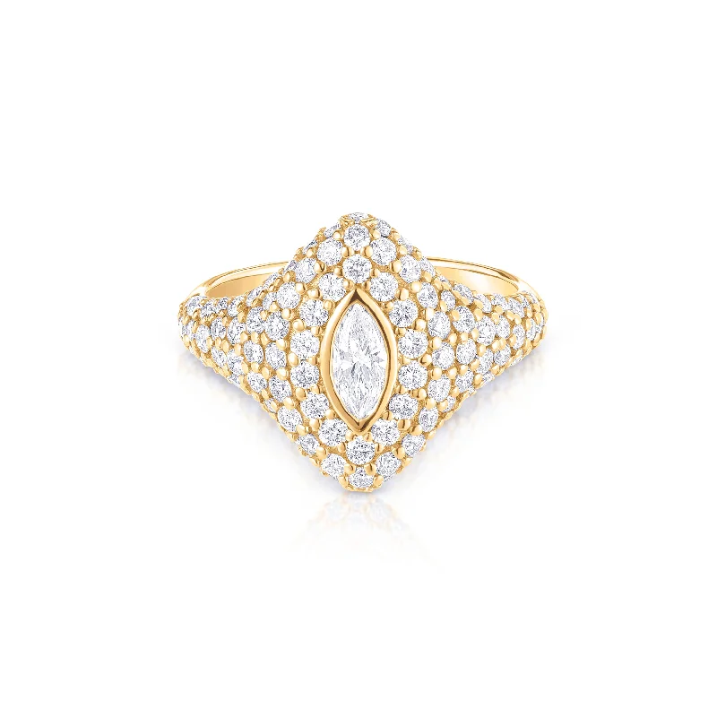 Wide geometric rings-Marquise Bling Pinky Ring