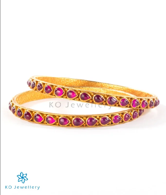 Cord edge bangles-The Deepita Silver Kempu Bangle (Size 2.4)