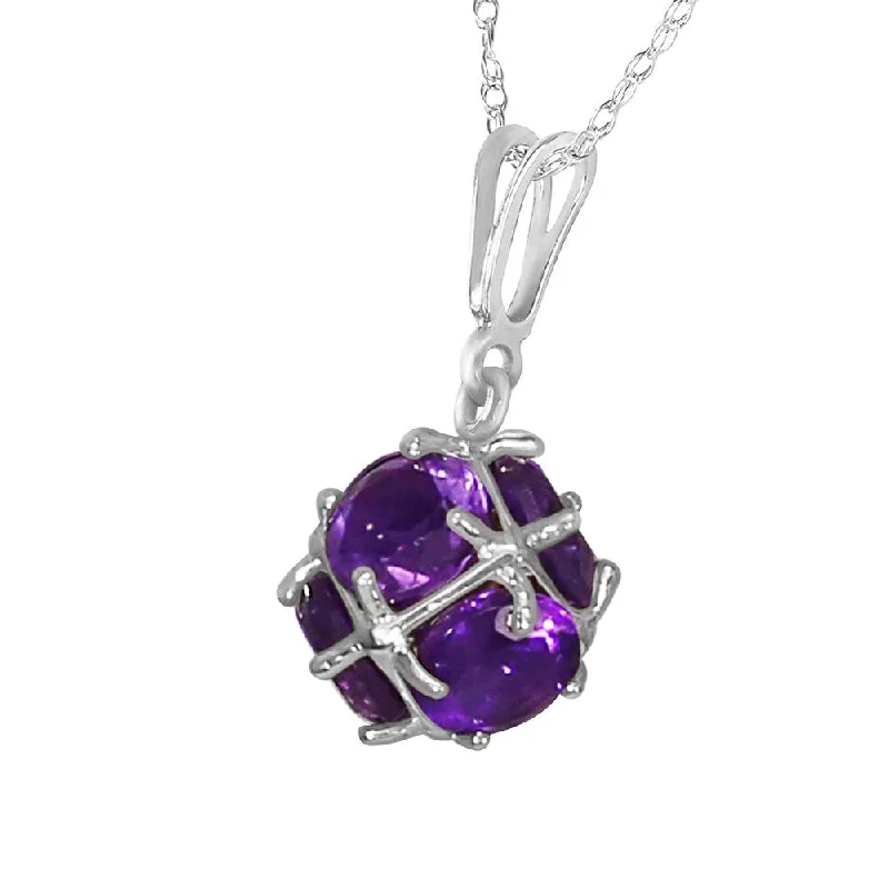 Crystal-twisted necklaces-14K Solid White Gold Necklace with Natural Amethysts