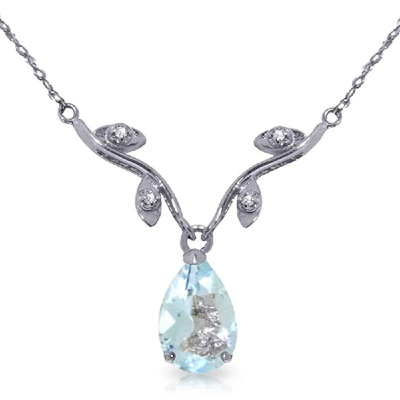 Cosmic charm necklaces-1.52 Carat 14K White Gold Necklace Natural Diamond Aquamarine