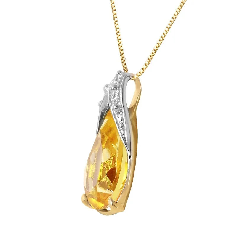 Polished bead necklaces-5 Carat 14K Solid Gold Necklace Natural Citrine