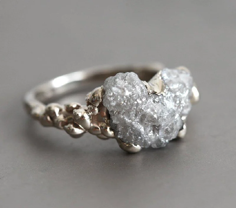 Asymmetrical engagement rings-Raw Heart Shaped Diamond Ring