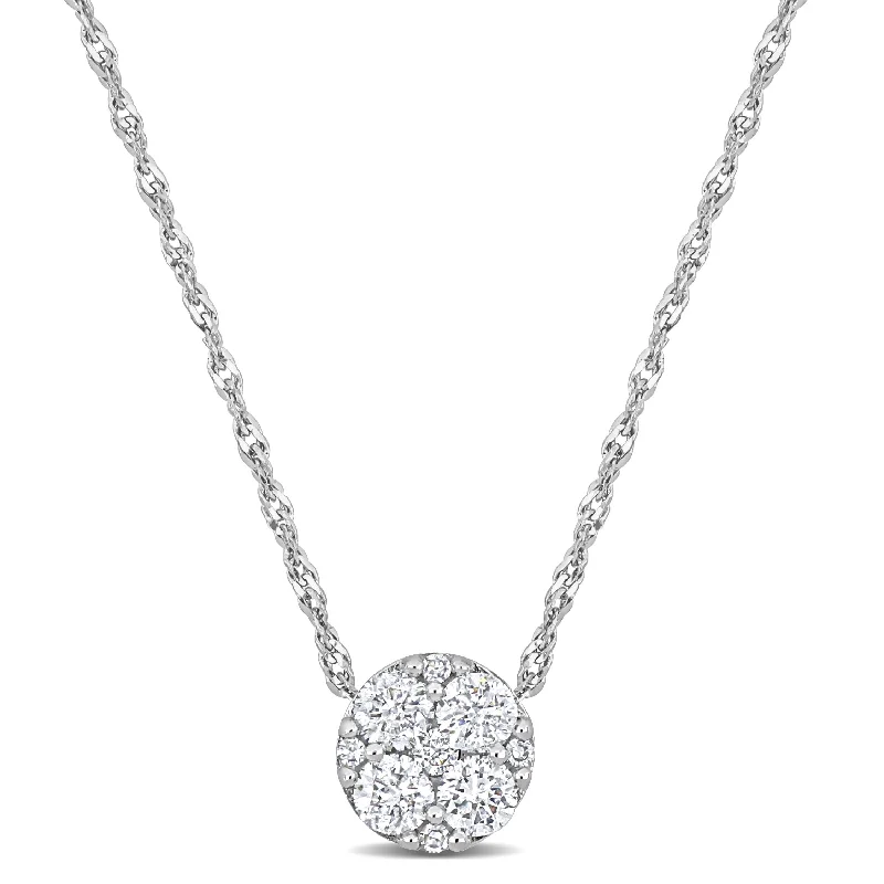 Faith charm necklaces-Miadora 1/3ct TDW Diamond Cluster Station Necklace in 10k White Gold