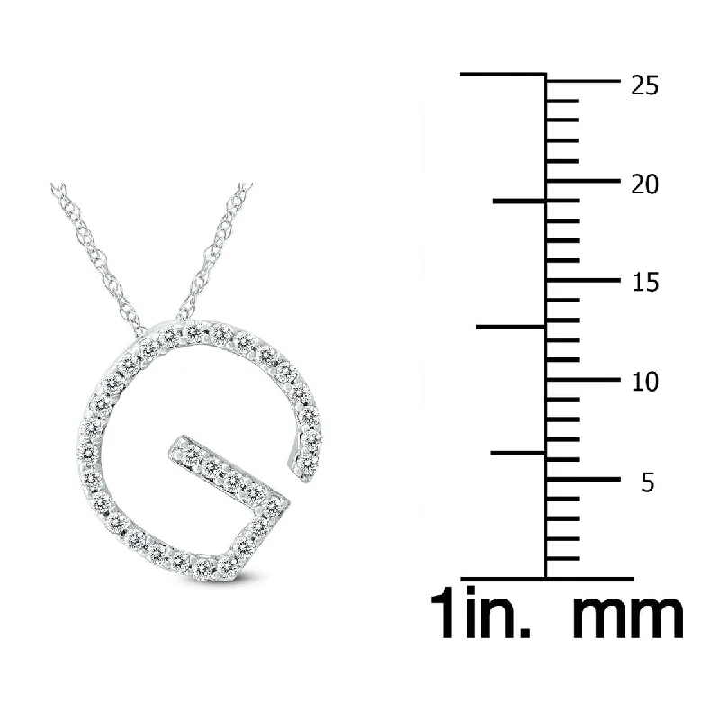 Alloy metal necklaces-Marquee 1/5 Carat TW G Initial Diamond Pendant Necklace in 10K White Gold with Adjustable Chain