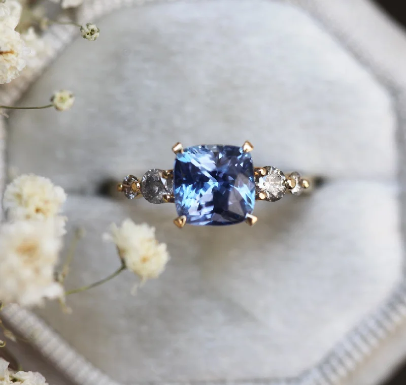 Topaz engagement rings-Simone Sapphire Salt & Pepper Diamond Ring