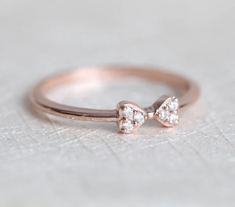 Wide geometric engagement rings-Cute And Dainty Bow Tie Diamond Ring