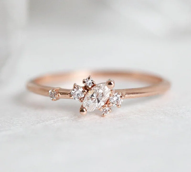 Marquise cut engagement rings-Esther Diamond Ring