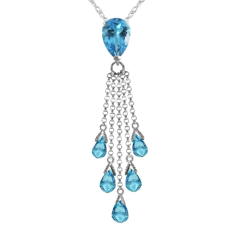 High bar necklaces-7.5 Carat 14K White Gold Tip of My Tongue Blue Topaz Necklace