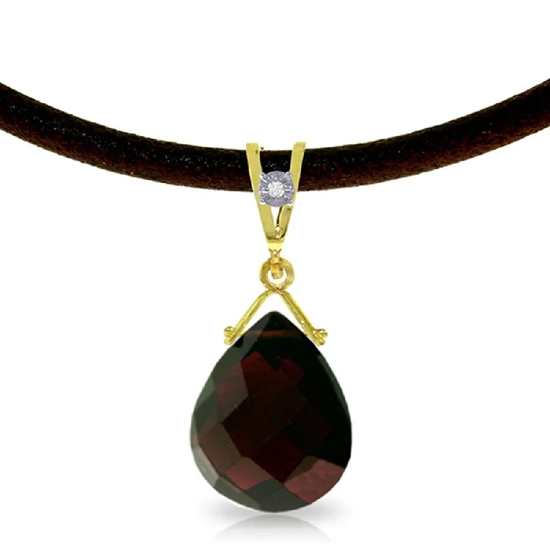 Oval shape necklaces-6.51 Carat 14K Solid Gold Attraction Garnet Diamond Necklace