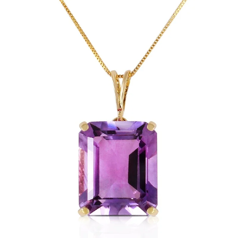 Vivid druzy necklaces-6.5 Carat 14K Solid Gold Necklace Octagon Purple Amethyst