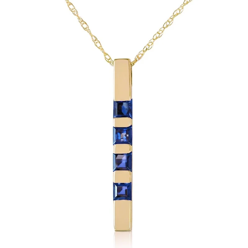 Cotton braid necklaces-0.35 Carat 14K Gold Necklace Bar Natural Sapphire