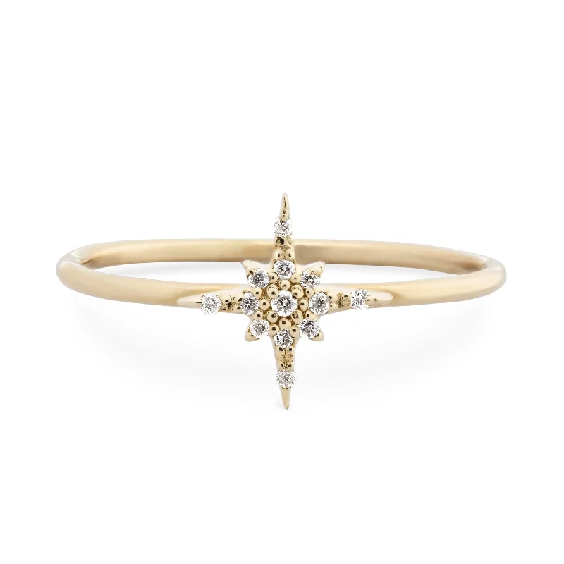 Light wood engagement rings-Starburst Diamond Ring