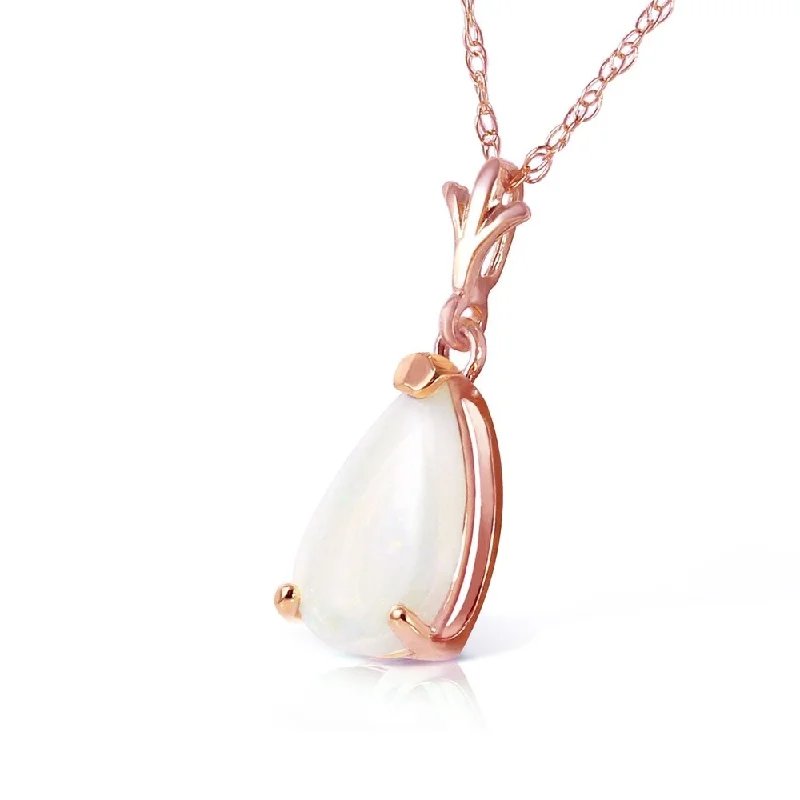 Smooth pendant necklaces-0.77 Carat 14K Solid Rose Gold Necklace Natural Opal