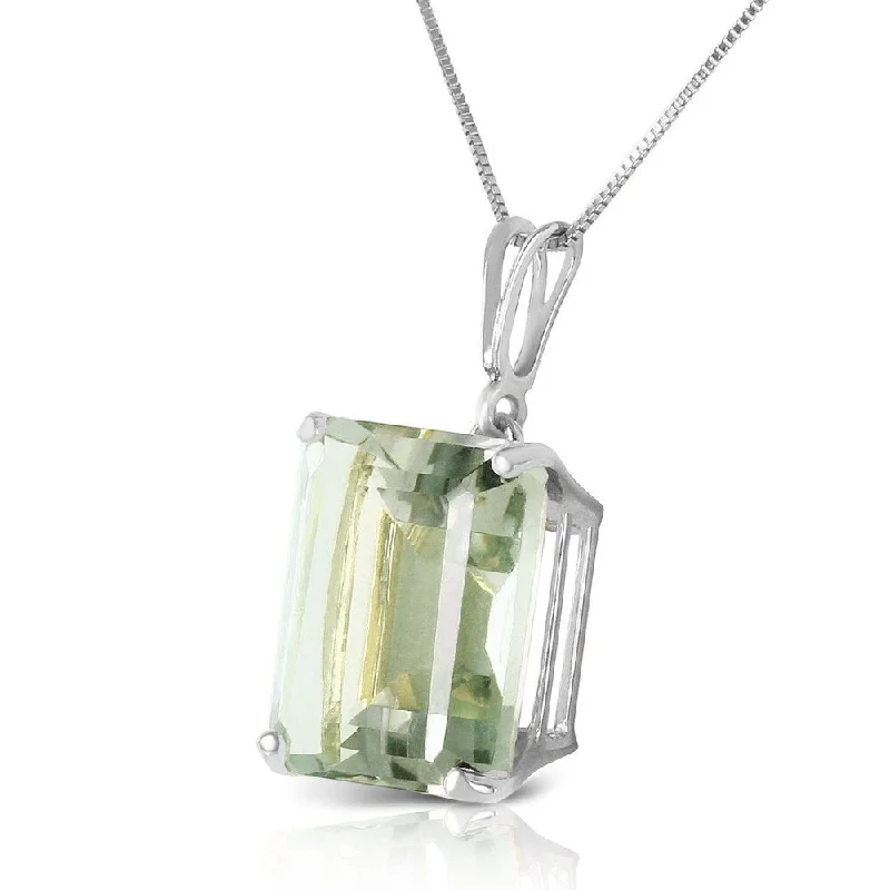 Coiled cord necklaces-6.5 Carat 14K Solid White Gold Necklace Octagon Green Amethyst