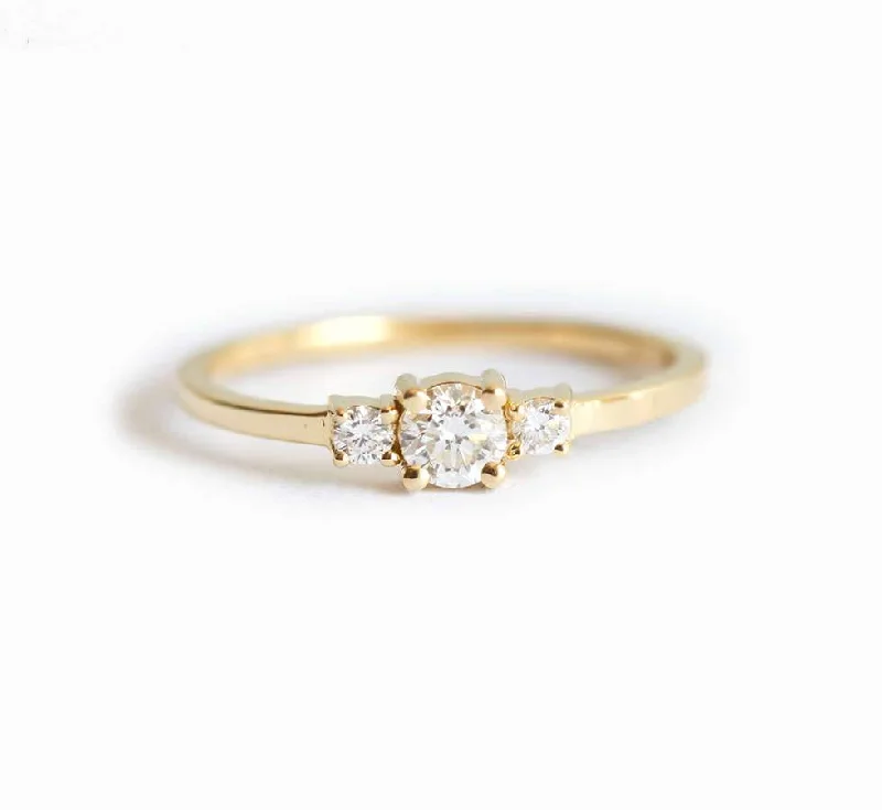 Asymmetrical engagement rings-Three Diamond Ring, Three Stone Ring