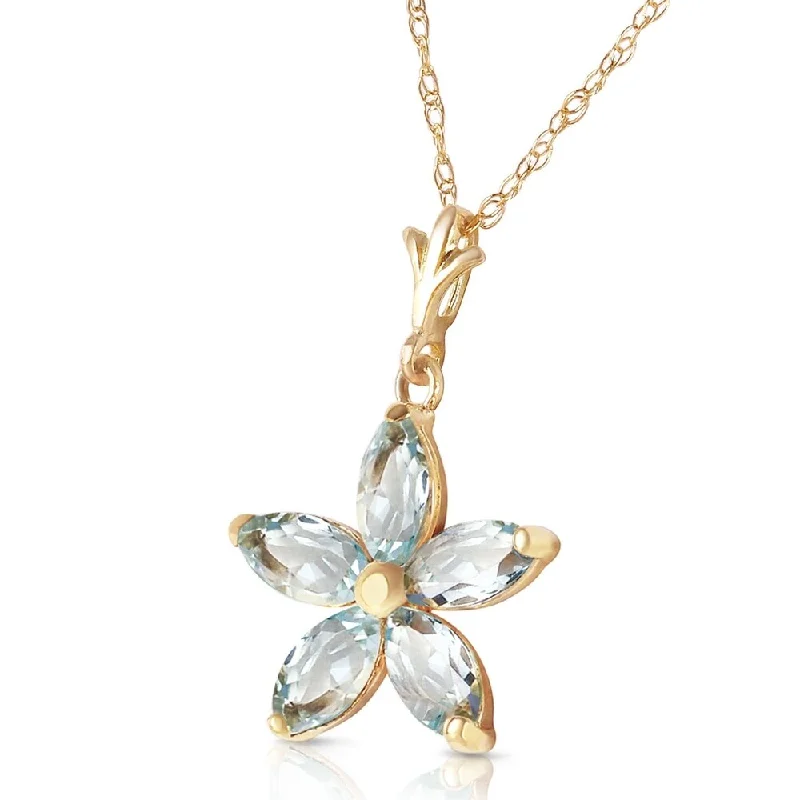 Subtle gem necklaces-1.4 CTW 14K Solid Gold Insatiable Aquamarine Necklace