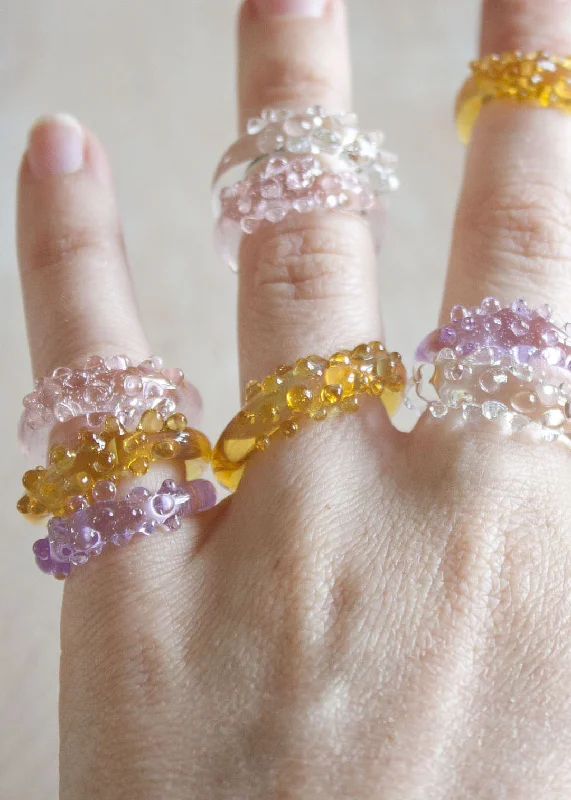 Heavy stone rings-Glass Dots Ring - Choose Your Color