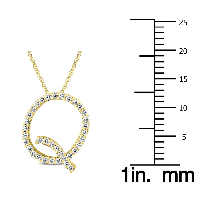 Elastic cord necklaces-Marquee 1/5 Carat TW Q Initial Diamond Pendant Necklace in 10K Yellow Gold with Adjustable Chain