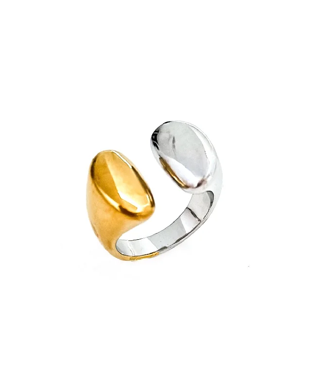 Cotton cord rings-Rayna Mixed Metal Ring