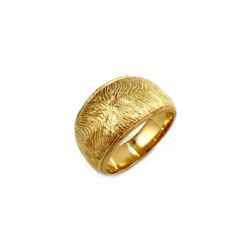 Open frame rings-Roberta Gold Textured Thick Band Ring