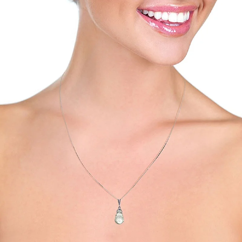 Drape-style necklaces-7 Carat 14K White Gold Boundless Ocean Green Amethyst Necklace