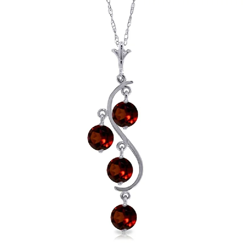 Fox charm necklaces-2.25 Carat 14K White Gold Explanations Garnet Necklace