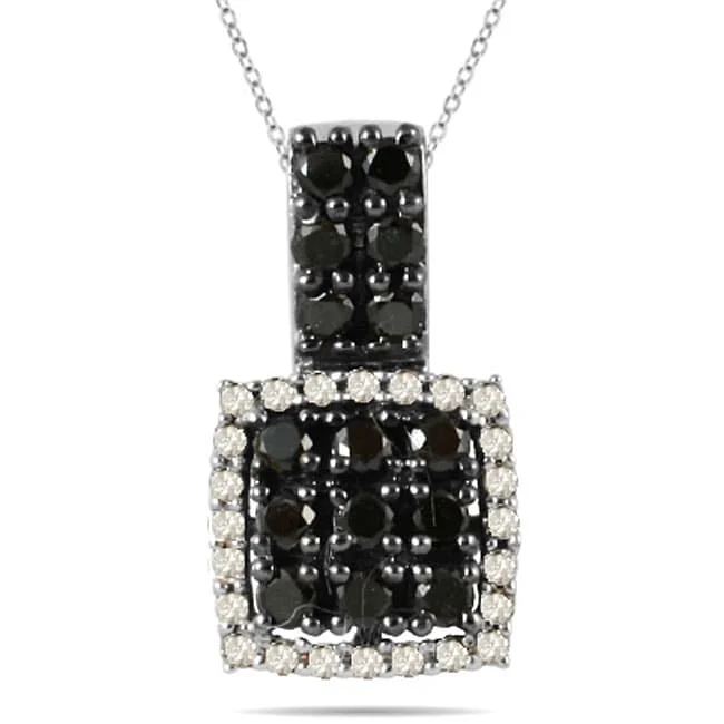 Wave pattern necklaces-Marquee 10k Gold 1/3ct TDW Black/ White Diamond Necklace