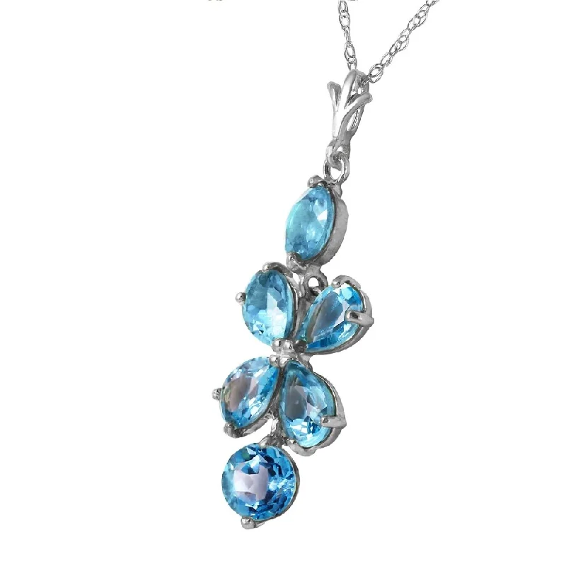 Cotton braid necklaces-3.15 Carat 14K Solid White Gold Dare To Dream Blue Topaz Necklace