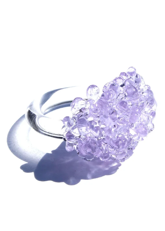 Secure clasp rings-Glass Cluster Ring - Lilac