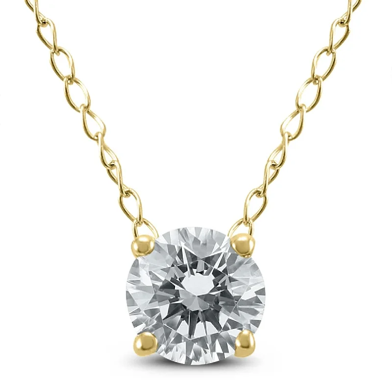 Alloy metal necklaces-Marquee 1/4 Carat Floating Round Diamond Solitaire Necklace in 14K Yellow Gold