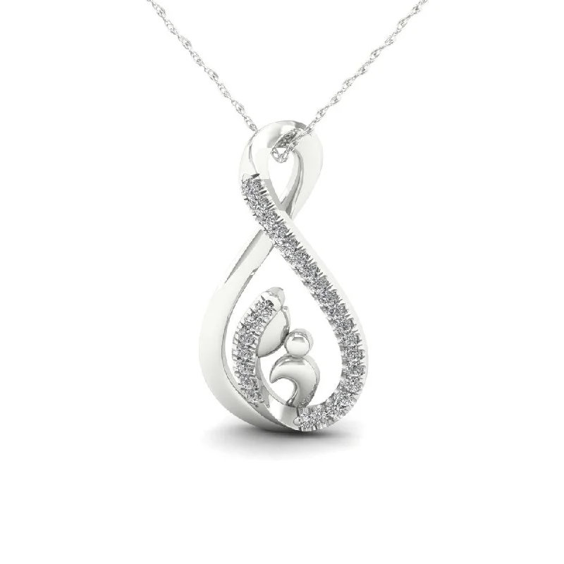 Rustic silver necklaces-De Couer 1/20ct TDW Diamond Motherly Love Necklace - White